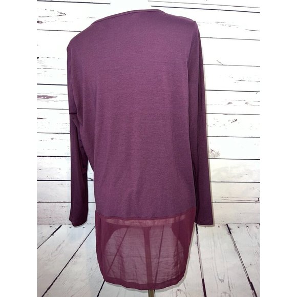 Soft Surroundings Touch of Sheer Tunic Top size Large Shirt 2CM00 Purple Blouse - Picture 8 of 8